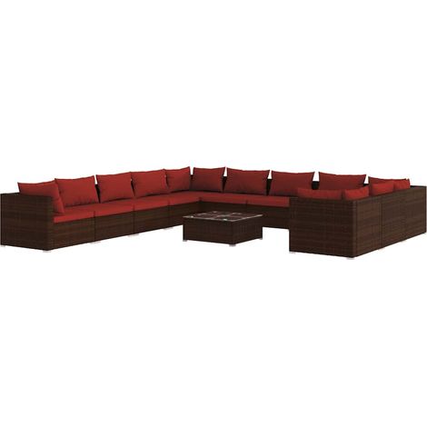 Maison Exclusive - 12-tlg. Garten-Lounge-Set mit Kissen Poly Ratt (1/5)