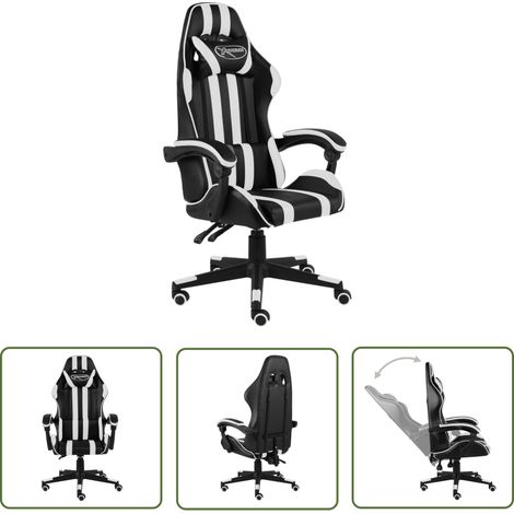 Fauteuil de jeux vidéo Noir et blanc Similicuir (1/5)