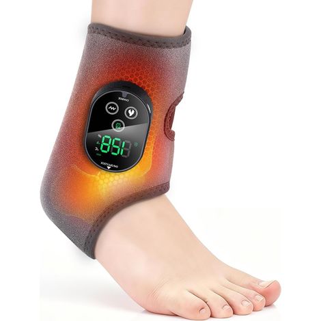 Massageur de pied pour la neuropathie, Massageur de pied et de cheville rechargeable pour la circulation et le soulagement de la douleur, Coussin de chauffage à la cheville avec massage, gris