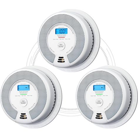 Détecteur Fumée et CO Interconnecté par Radio, SC07-W, Lot de 3 Batterie Scellée 10 ans, Portée de Transmission Supérieure à 250 m, Série Link+ (1/5)