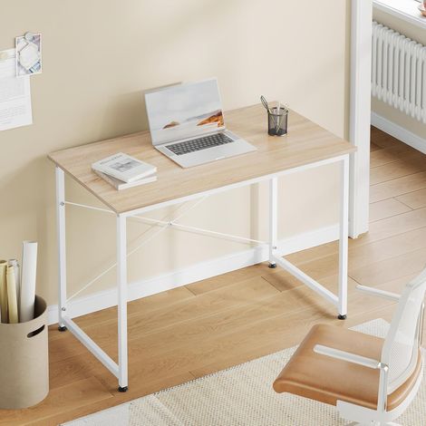 WOLTU Tavolo da studio scrivania per computer, postazione di lavoro moderna per ufficio, tavolo da pranzo per casa e ufficio, 100x50 cm, Rovere Chiaro