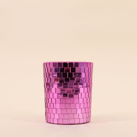 Bougie parfumée verre à facettes violette miroir 510g