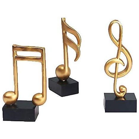 Ensemble de 3 décorations musicales pour la maison : notes de musique dorées pour le salon (1/5)