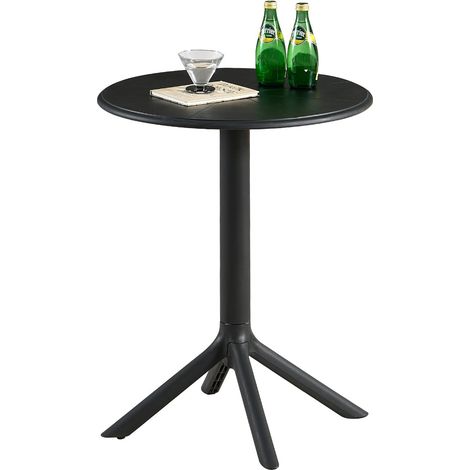 Table de Jardin Plastique, Table Ronde de Jardin en Plastique pour Extérieur, Balcon, Terrasse et Salon, Un Design Unique de Base, Stable, Durable et Facile à Nettoyer, Noir (1/4)