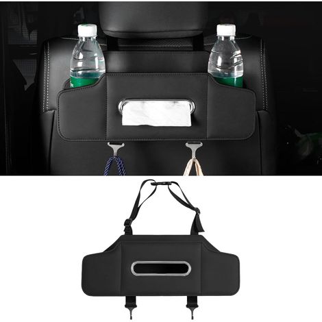 Organizador trasero para coche - Almacenamiento plegable para coche  Portavasos de cuero con compartimento para pañuelos para adultos, camionetas, SUV y viajes (1/4)