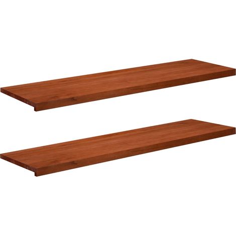 vidaXL Alfeizares 2 uds. Marrón 140 x 40 x 2 cm Madera de Haya Sólida (1/2)