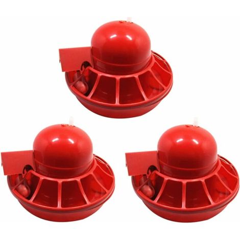 Ensemble de 3 abreuvoirs automatiques rouges pour poulets, volailles, système d'hydratation pour cages ou élevage domestique.-AquaForge (1/5)