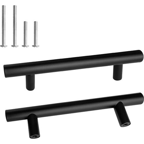 Möbelgriffe für Schränke und Schubladen, Edelstahl, 150 mm, 10 Stück, Schwarz
