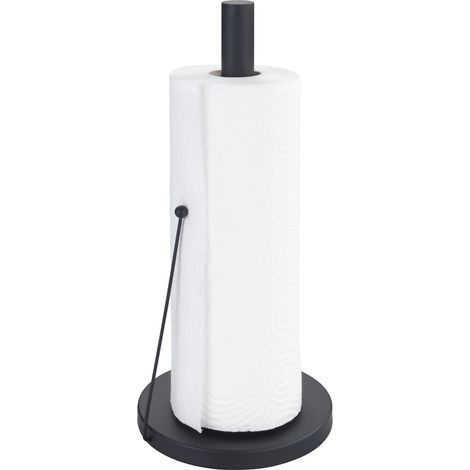 Porte-rouleau Clayton, porte-rouleau à pied Black Outdoor pour tous les rouleaux essuie-tout standards, fabriqué en métal thermolaqué, dimensions de l'accessoire de cuisine : Ø 15 x 33 cm, noir (1/5)