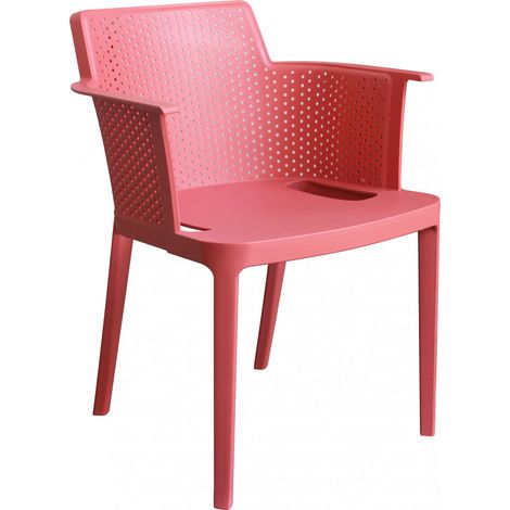 Sedia poltrona impilabile da esterno giardino bar in resina con braccioli e seduta larga Texas - Red (1/5)