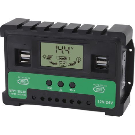 12V/24V Solarladeregler mit Lade-/Entladefunktion, PV-Regler, LCD-Bildschirm, zwei USB-Ausgängen, 30A (1/5)