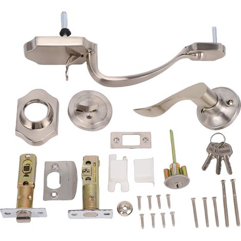 Poignée Porte Serrure Zinc Alliage Aluminium Robuste Entrée – Avec Clé Salle de Bain Chambre, Argent (1/4)
