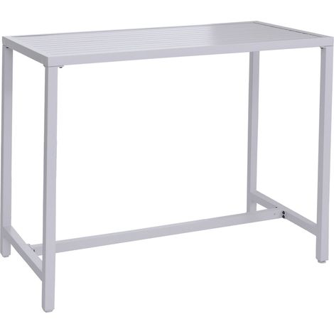 Table haute HWC-P91, table de jardin, table de bar, métal d'extérieur 105x130x65cm - gris clair (1/5)