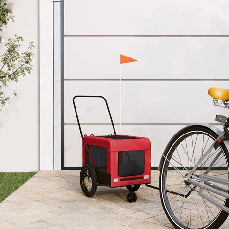 vidaXL Remolque de bicicleta mascotas hierro tela Oxford rojo negro (1/5)