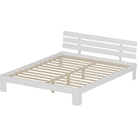 Cama de madera con cabecero 160x200cm blanco FINN
