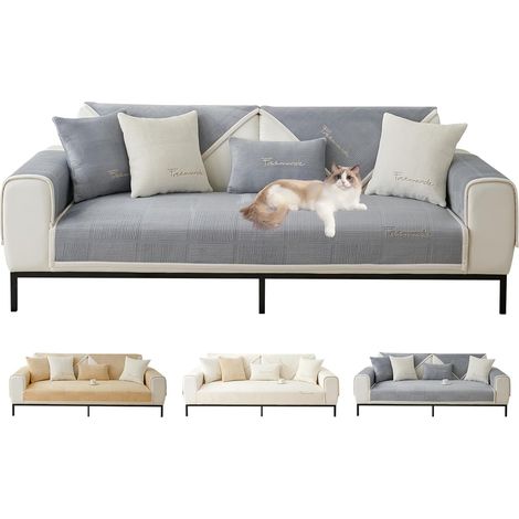 Rutschfester, fleckenabweisender L-förmiger Ecksofabezug für 1- bis 4-Sitzer-Sofas, hellgrau, 70 x 210 cm