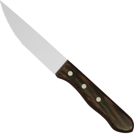 Cuchillo de carne serrado con mango de madera wengué y acero inoxidable, longitud 125 mm - Hendi 841143