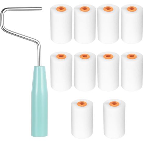 10 Pièces Set de Mini Rouleaux de Peinture, Rouleaux en Mousse pour Peinture Murale, Rouleaux à Peindre avec Manche pour Revêtement, Bricolage et Décoration Intérieure (52x34mm) (1/5)