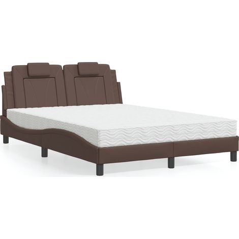 Bett "Viana" mit Matratze Braun 120x200 cm Kunstleder