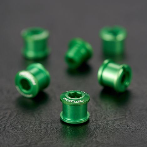 Lot de 5 assiettes doubles vertes Vis de plateau de vélo anodisées colorées 4,9/6,4 mm, vis de plateau simple/double en alliage d'aluminium 7075. (1/5)
