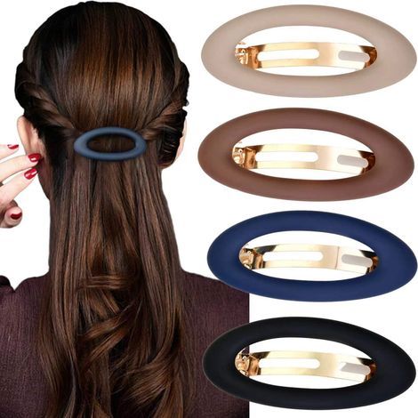 Ellipse Lot de 4 barrettes à cheveux pour femme - Cheveux épais automatiques - Grandes barrettes classiques mates - Pour femmes et filles (1/5)