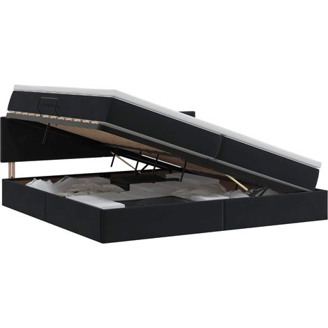 Maison Exclusive - Letto con Contenitore con testiera Nero 200 x 200 cm Velluto (1/5)