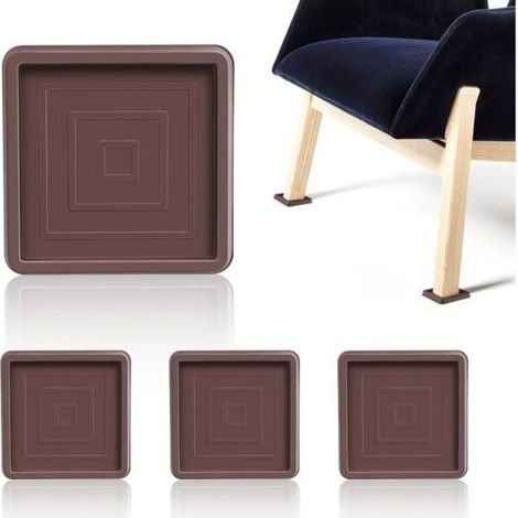 4 Anti-Slip Furniture Pads, 2.5 Inch Square Rubber, Anti-Slip Furniture Pads, Noise Reduction Pads, Anti-Slip Protection (1/4)