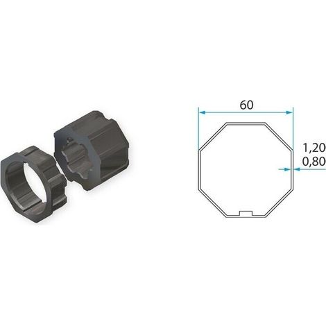 Adattatore tm2 45 per tubo ottagonale 60mm faac a4505-0510s