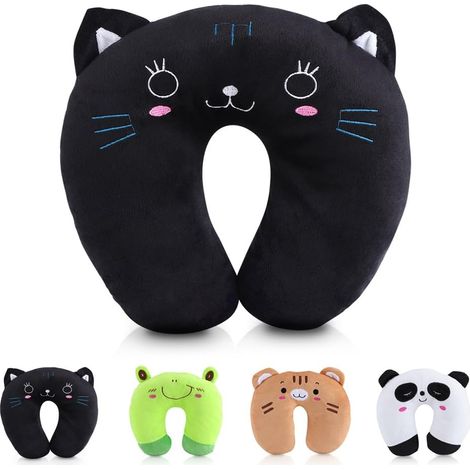 Animaux Oreillers de Voyage Coussin Repose de Cou en Forme U Oreiller de Sommeil Coussin de Relaxation pour Siège Voiture TGV (Chat) (1/5)