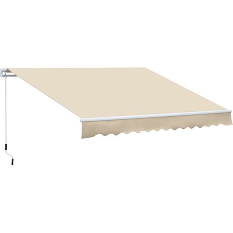 Manuell einziehbare Markise, verstellbarer Winkel, Aluminium, wasserdichtes Polyester, 3,5 m x 2,5 m, beige