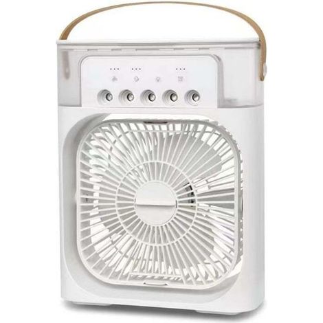 Climatiseur portable, mini climatiseur portable 600 ml, mini ventilateur, 3 vitesses, 3 modes de brumisation, 7 veilleuses, minuterie de 2 à 8 heures pour le bureau [Classe énergétique A] (1/5)