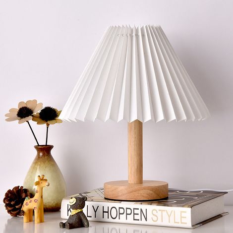 Lampe de table plissée, lampe de chevet vintage, lampe de bureau, lampe de table décorative, veilleuse LED, lumière blanche (blanc) (1/5)