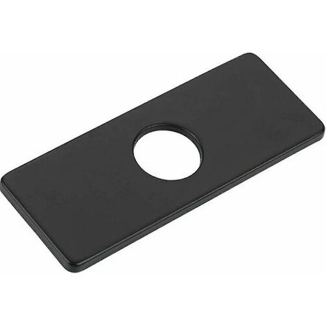 Plaque de recouvrement pour robinet d'évier de cuisine/salle de bain en acier inoxydable (noir, 1 pièce). (1/5)