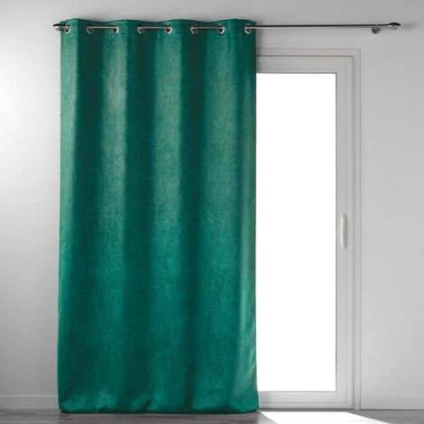 Rideau grande hauteur 135 x 280 cm occultant velours frappé Melodie Vert (1/3)