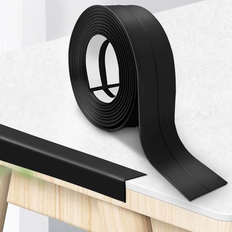 Plinthe Souple PVC Autoadhésive 20 mm x 20 mm x 12 m, Imperméable Anti-Moisissures Résistante à l'Huile, pour Cuisine Salle de Bain Chambre Garage (Noir) (1/5)