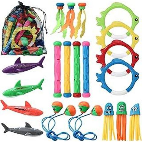 Coffret de plongée de 32 pièces pour enfants, idéal pour les jeux sous-marins et les fêtes à la piscine, pour les enfants de 4 à 12 ans.