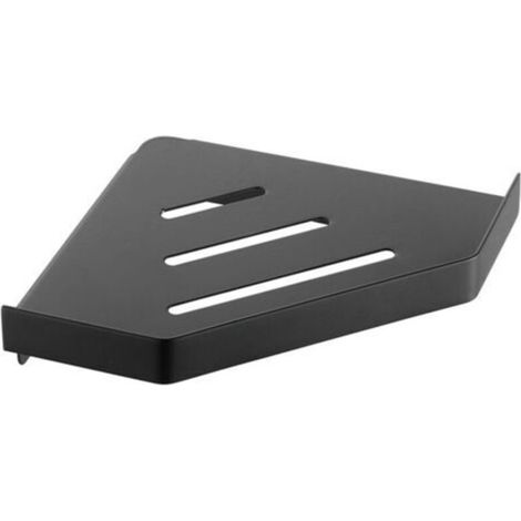 Étagère d'angle noire pour salle de bain – Support mural réglable, design moderne et compact, résistant à l’humidité, facile à installer