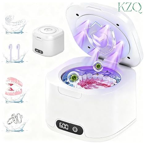 Nettoyeur Ultrasonique pour Prothèses et Appareils Dentaires 49kHz 4 Modes 340ML Convient pour Protections Buccales Brosses à Dents et Accessoires Blanc-KZQ (1/5)