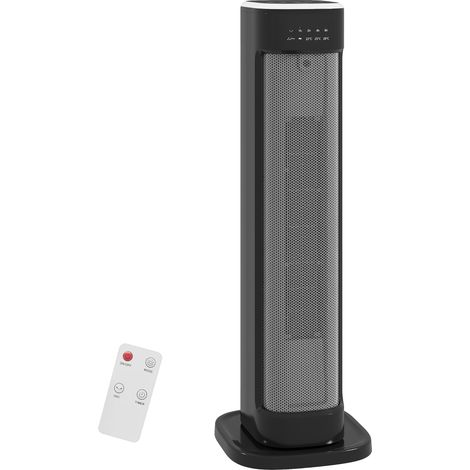2000W Ceramic Electric Heater with 3 Heat Settings-Timer - Black (1/5)