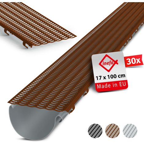 Grillage stop-feuilles pour gouttière 100cm – Lot de 30 pièces – Polypropylène résistant aux UV – Protection contre les obstructions – Protektor