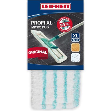 1 Housse De Rechange Microfibre, Double Action Nettoyante Et Absorbante, Pour Balai À Plat Profi XL, Tous Types De Sols (1/5)
