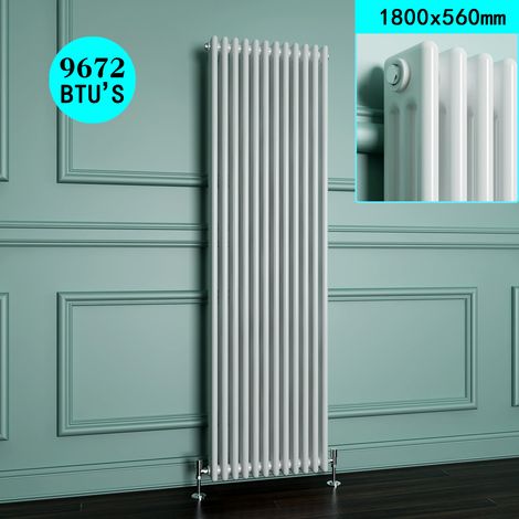 ELEGANT Traditional Radiator White Cast Iron Triple Radiator Vertical Panel Radiators 3 Column 1800 x 550 mm (1/5)