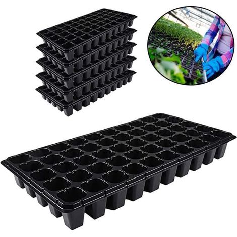 10 Pack Plateau de Semis, 50 Trous Cellules à Semis Plateau de Démarrage Plantation Conteneur (1/4)