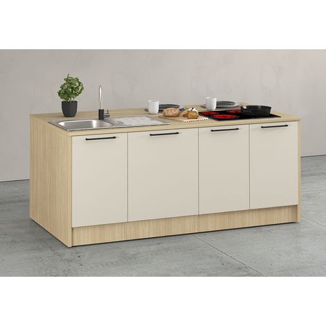 Îlot de cuisine moderne 200 cm cachemire/chêne Louna (1/5)