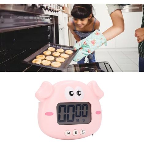 Minuteur électronique en forme d'animal de dessin animé, minuteur de four, cochon rose (1/5)