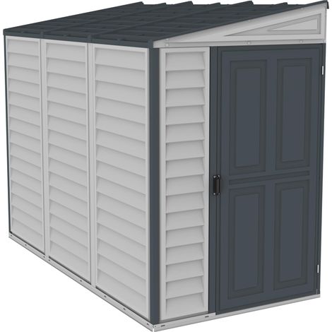 Duramax SideMate 4 x 8 PLUS, Capannone da giardino in plastica con kit di fondazione in metallo, Grigio scuro
