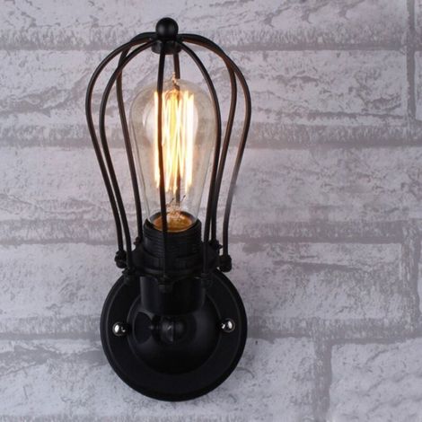 E27 Retro Metall Wandleuchter Leuchte Antik Wandleuchte Käfig Messing Finish Industrielle Pendelleuchten Deckenleuchte Vintage Edison Lampenfassung E27 [Energieklasse A+]