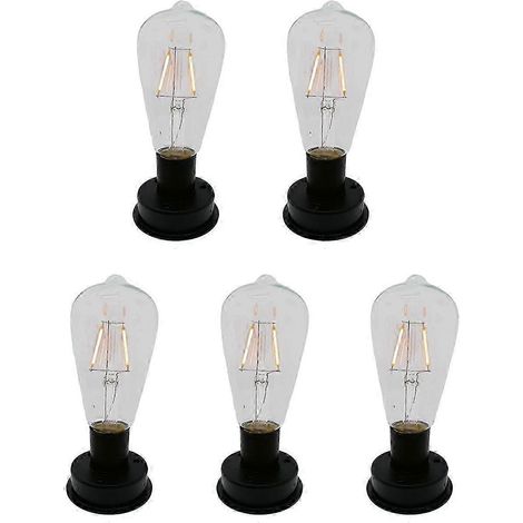 Lot de 5 ampoules LED solaires à filament de tungstène 2800K avec capteurs de lumière automatiques pour clôture et jardin. (1/4)