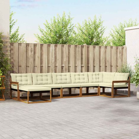 vidaXL Ensemble de canapés d'extérieur 7 pcs Naturel et Crème