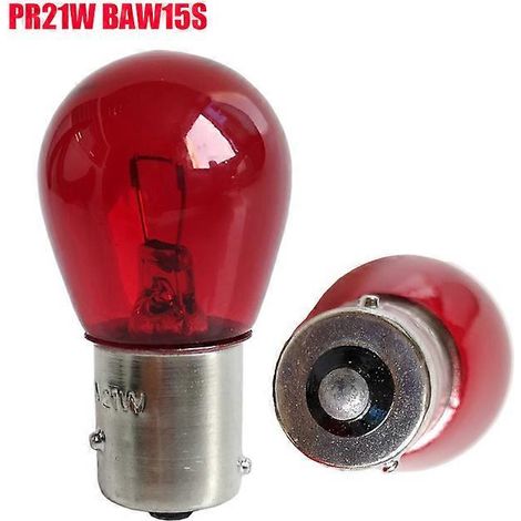 Lot de 2 ampoules rouges pour feux stop arrière de voiture BAW15D BAW15S 567 12V PR21/5W 21W, clignotants et feux de signalisation pour GM/Ford/SAAB. Couleur : PR21W BAW15S (1/4)
